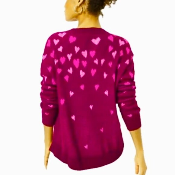 Lilly Pulitzer Elizabelle Sweater Mulberry Ombre Heart Jacquard Womens Sz XS NEW - Picture 4 of 12